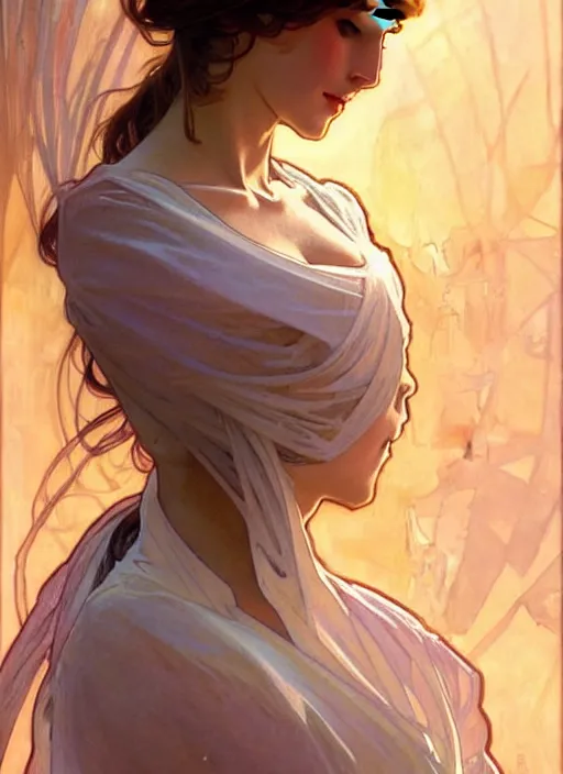 Prompt: digital character concept art by artgerm greg rutkowski alphonse mucha. clear portrait of a shy modern wife blessed by god to grow immaculately fertile and perfect!! blonde, in clothes! holy body! light effect. hyper detailed, glowing lights!! intricate, elegant, digital painting, artstation, smooth, sharp focus