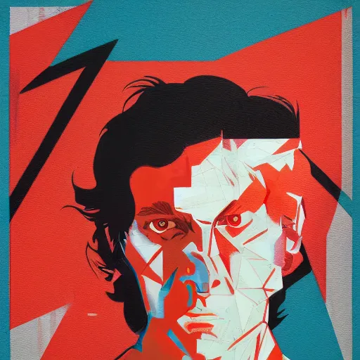 Prompt: Zagreus profile picture by Sachin Teng, asymmetrical, Organic Painting , Matte Painting, geometric shapes, hard edges, graffiti, street art:2 by Sachin Teng:4