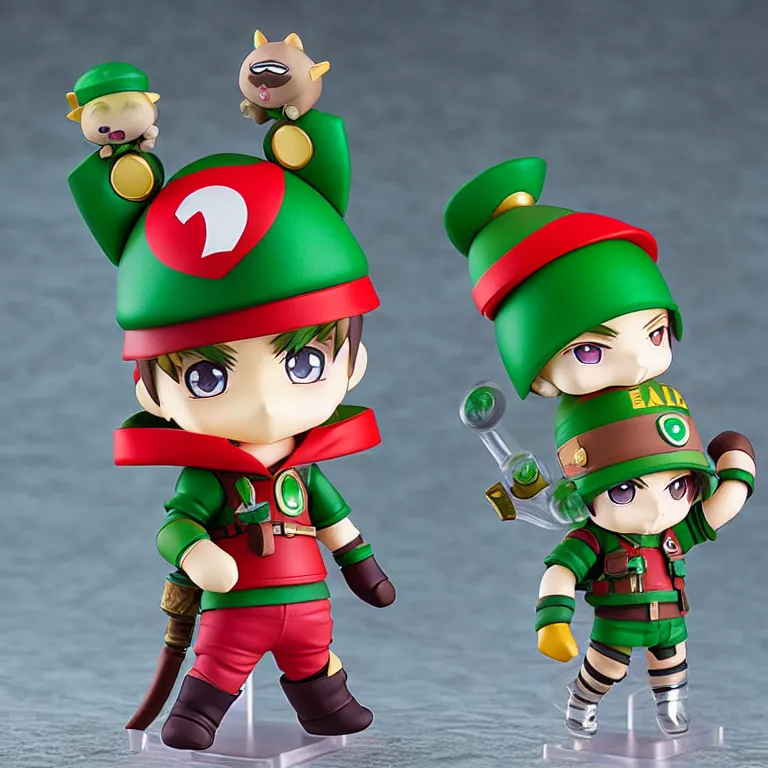 Prompt: teemo, an anime nendoroid of teemo, figurine, detailed product photo