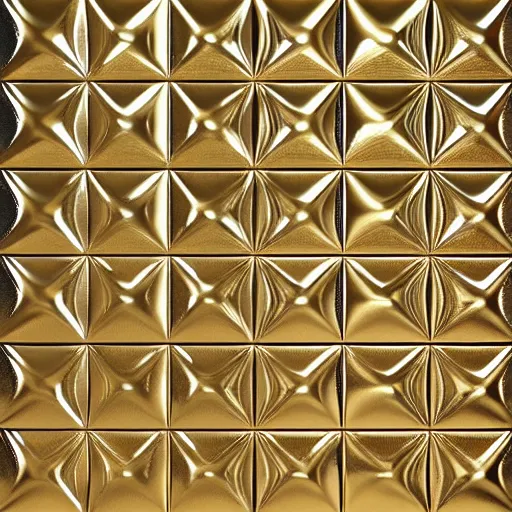 Image similar to 3d render of an abstract medieval pattern gold tile, symetrical