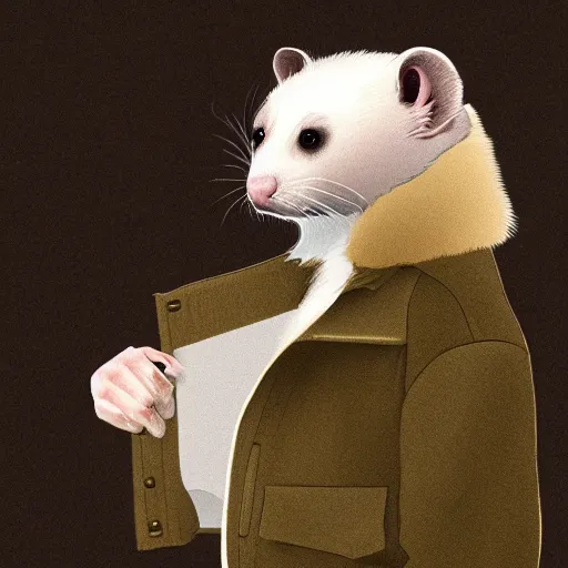 Prompt: ferret furry man, digital art high quality, jacket