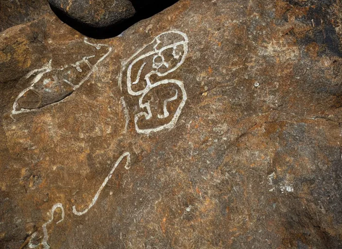 Image similar to Closeup photograph of petroglyphs on a boulder