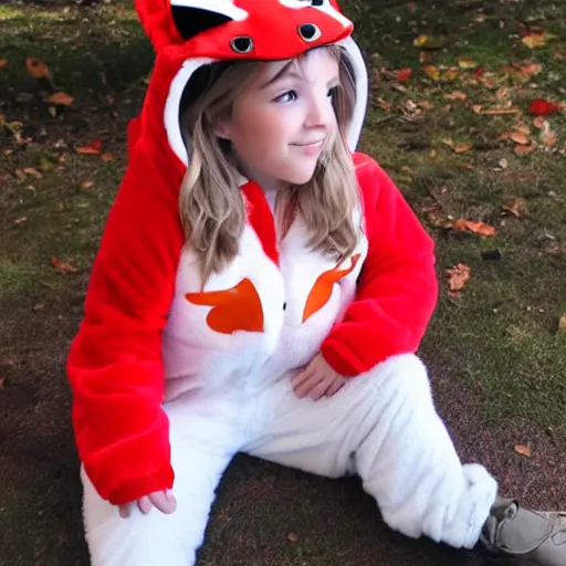 Prompt: girl in a fox onesie