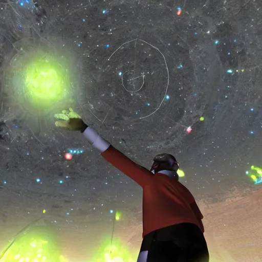 Image similar to soyjak pointing at an glowing anomaly