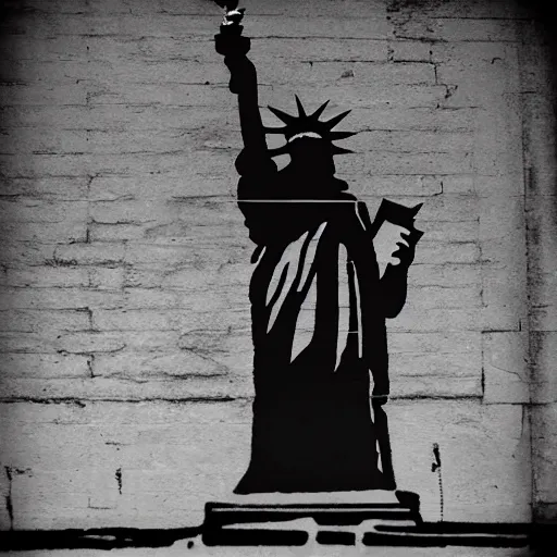 Prompt: banksy style, statue of liberty