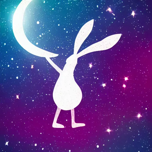 Prompt: running rabbit constellation, galaxy background, fantasy illustration