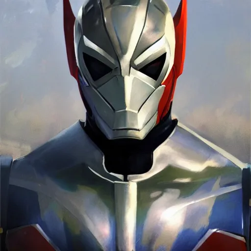 Image similar to greg manchess portrait painting of armored spiderman ultraman grey fox from metal gear cyborg gay japanese - american hybrid as overwatch character, medium shot, asymmetrical, profile picture, organic painting, sunny day, matte painting, bold shapes, hard edges, street art, trending on artstation, by huang guangjian and ail elvgren and sachin teng