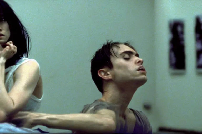 Prompt: requiem for a dream ( 2 0 0 0 ) directed by darren aronofsky, movie still frame