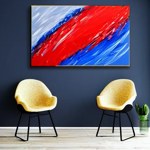 Prompt: acrylic abstract painting on canvas using primary red and blue