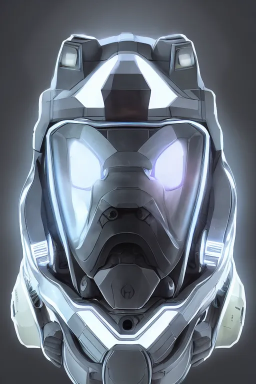 Image similar to robot ninja mask helmet halo master chief radiating a glowing aura global illumination ray tracing hdr fanart arstation by ian pesty and katarzyna da „ bek - chmiel