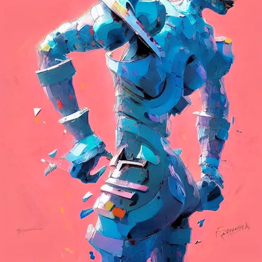 Prompt: palette knife artwork of a cyborg, sharp focus, wide view, full body shot, smooth, digital illustration, by james jean, by rossdraws, frank franzzeta, sakimichan