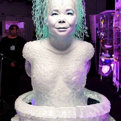 Prompt: a highly detailed ice sculpture of bjork medulla