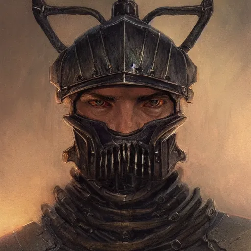 Image similar to the eldritch void knight as a realistic d & d fantasy knight, closeup portrait art by donato giancola and greg rutkowski, vintage retro, realistic face, digital art, trending on artstation, symmetry!!