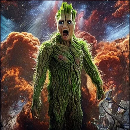 Image similar to nicolas cage is groot