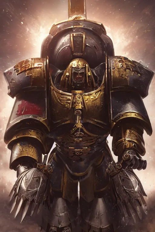 Image similar to armor portrait heros warhammer 4 0 k horus heresy fanart - the primarchs emperor by johannes helgeson animated with vfx concept artist & illustrator global illumination ray tracing hdr fanart arstation zbrush central hardmesh 8 k octane renderer comics stylized