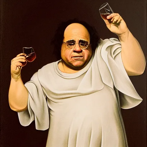 Image similar to a portrait of danny devito in the style of caravaggio