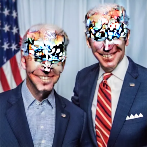 Image similar to A portrait photo of joe biden teams up with a teenage joe biden, perfect faces, 50 mm, award winning photography