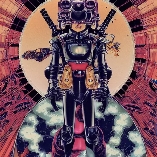 Image similar to portrait of crazy the rocketeer, symmetrical, by yoichi hatakenaka, masamune shirow, josan gonzales and dan mumford, ayami kojima, takato yamamoto, barclay shaw, karol bak, yukito kishiro, jean - baptiste monge