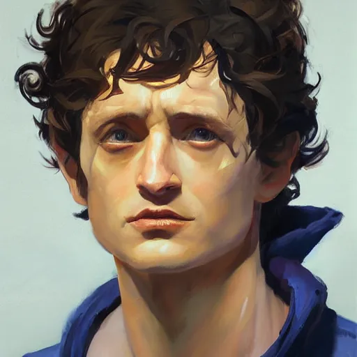 Image similar to greg manchess portrait painting of frodo beutlin as overwatch character, medium shot, asymmetrical, profile picture, organic painting, sunny day, matte painting, bold shapes, hard edges, street art, trending on artstation, by huang guangjian and gil elvgren and sachin teng