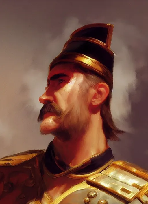 Prompt: close up concept art of an ancient greek general, by ilya kuvshinov, by thomas lawrence, by bayard wu