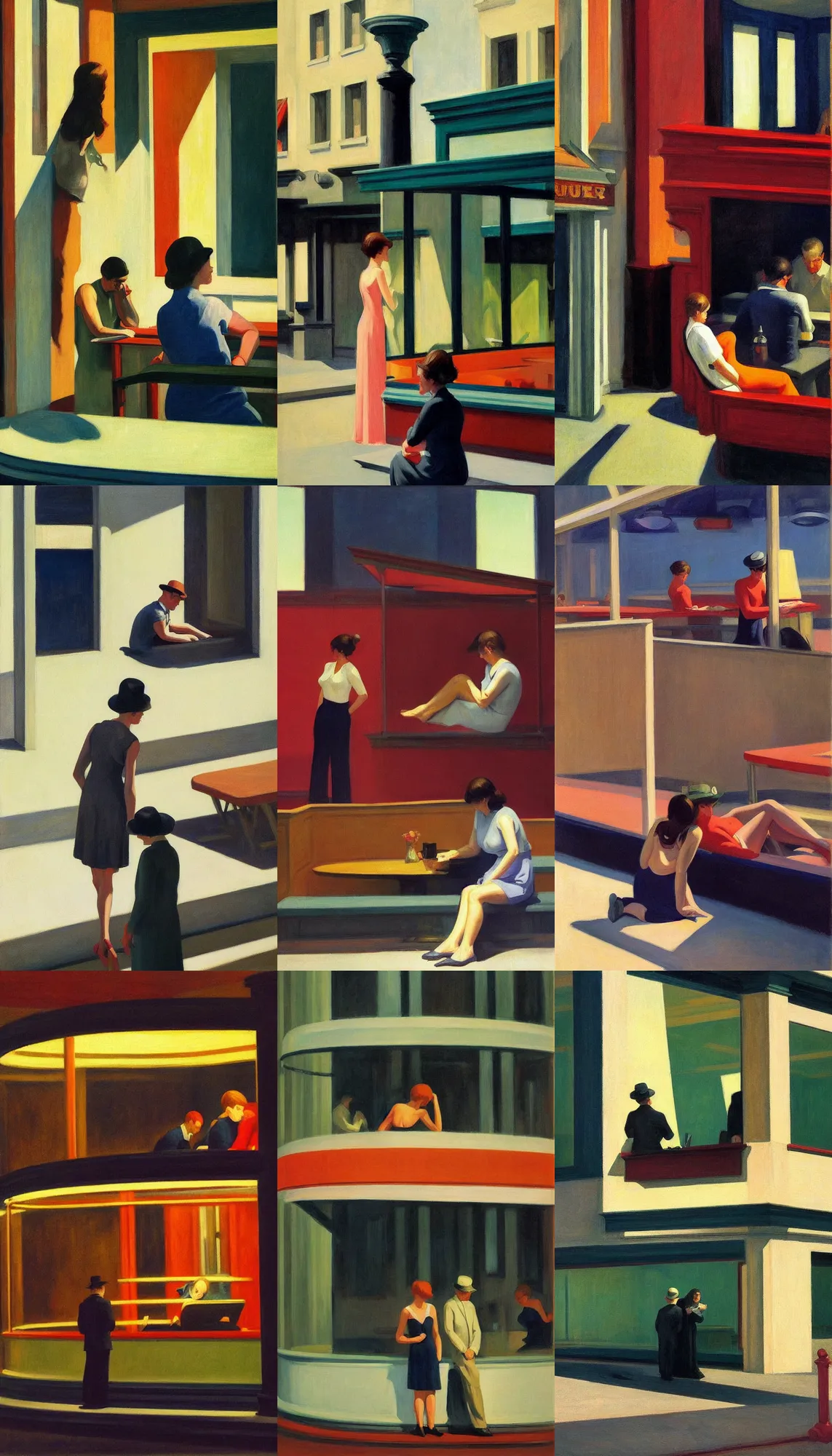 Prompt: people illustration, art by edward hopper. cinematic, american realism, high detail