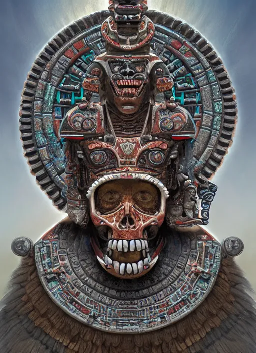 Image similar to digital _ painting _ of _ aztec god of death mictlantecuhtli _ by _ filipe _ pagliuso _ and _ justin _ gerard _ symmetric _ fantasy _ highly _ detailed _ realistic _ intricate _ port