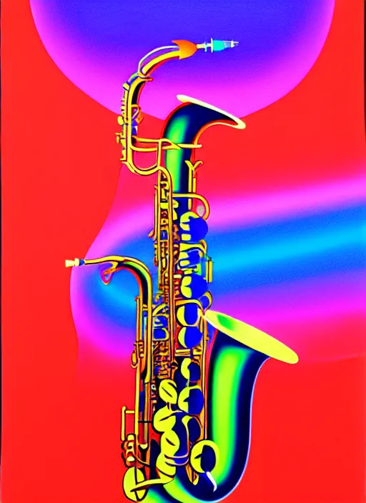 Image similar to saxophone by shusei nagaoka, kaws, david rudnick, airbrush on canvas, pastell colours, cell shaded, 8 k