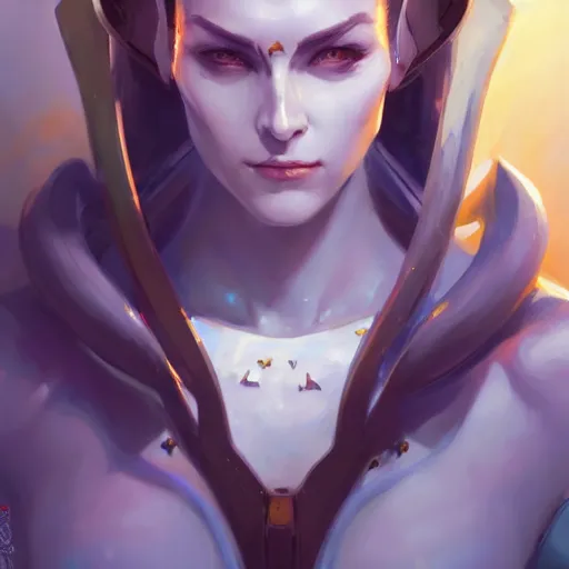 Image similar to a portrait of a beautiful proxima midnight, art by pete mohrbacher and guweiz and ilya kuvshinov, digital art, highly detailed, intricate, sci - fi, sharp focus, trending on artstation hq, deviantart, unreal engine 5, 4 k uhd image