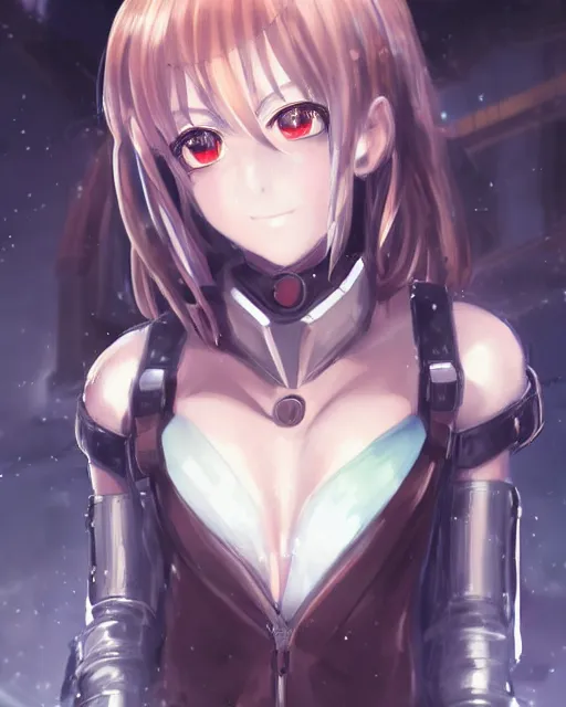 Image similar to portrait of anime girl in mechanic armor in night tokyo by makoto sinkai, perfect face, fine details