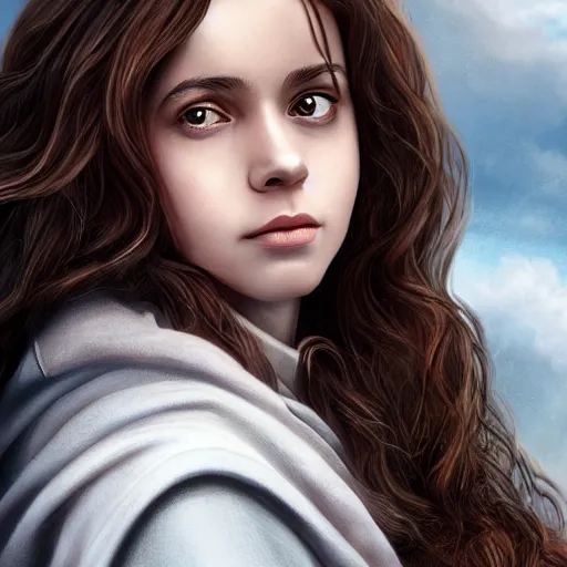 Image similar to 2 5 year old hermione granger, professionally retouched, realistic, smooth face, perfect eyes, symmetrical, full body shot, wide angle, sharp focus, 8 k high definition, insanely detailed, intricate, elegant, art by artgerm