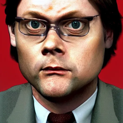 Image similar to dwight schrute wearing someone elses face