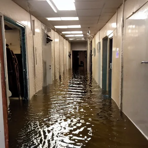 Image similar to the backrooms flooded,