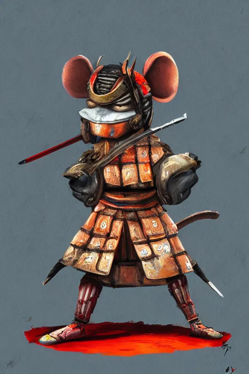 Image similar to samurai warrior mouse, full body pose, traditional painting, award winning, trending on Artstation, symmetrical 8k, UHD