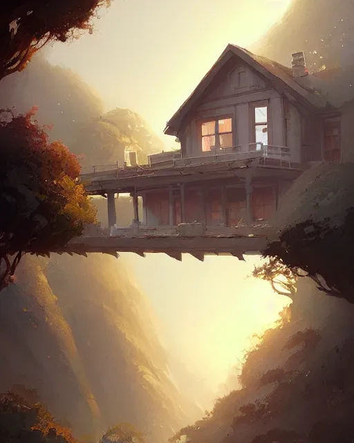 Image similar to beautiful house in big sur, details, sharp focus, illustration, by jordan grimmer and greg rutkowski, trending artstation, pixiv, digital art