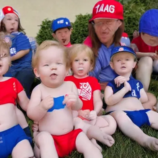 Prompt: maga supporters in diapers