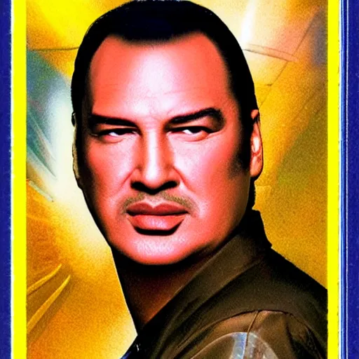 Image similar to Steven Seagal trading card poytail