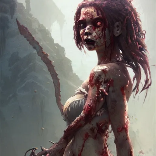 Prompt: zombie moana geog darrow greg rutkowski