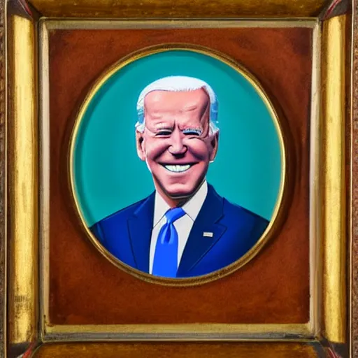 Image similar to An enamel portrait of Joe Biden