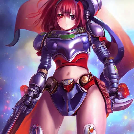 Prompt: space marine as an anime girl, full body shot, perfect face, portrait made by Stanley Artgerm, WLOP, Rossdraws, James Jean Andrei Riabovitchev, Marc Simonetti, Yoshitaka Amano, Artstation