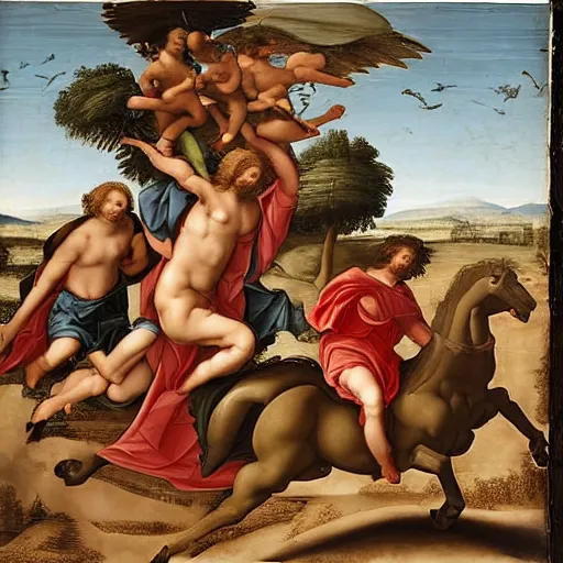 Image similar to quad race, renaissance composition