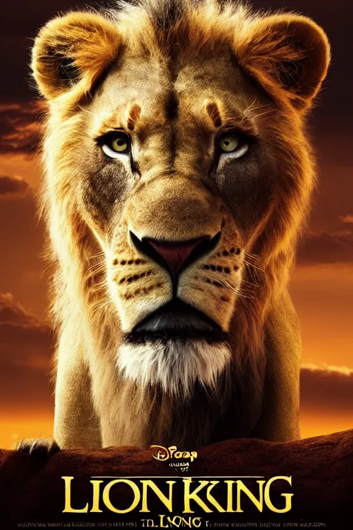 Image similar to lion king movie poster, cgi, cinema, realistic