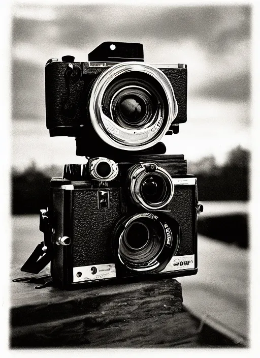 Prompt: a mutant with eyes all over its body. film photography, studio photo, dusk, sunset, film photo, rollei 3 5 camera, tri - x film