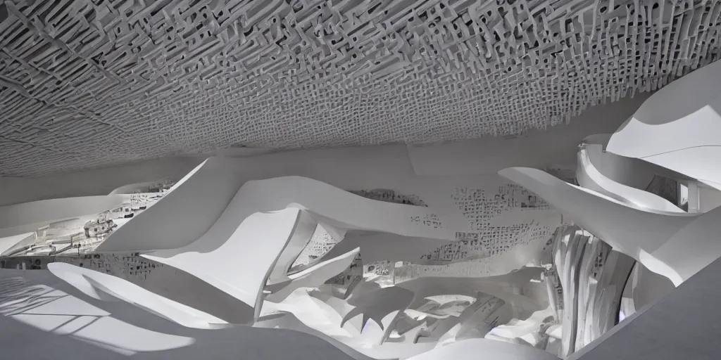 Image similar to stunning beautiful museum 3D section by Paul Rudolph and Zaha Hadid