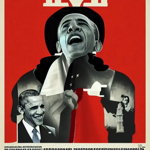 Image similar to Obama in the style of a polish movie poster