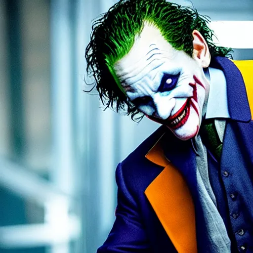 Prompt: film still of Will Smith as joker in the new Joker movie