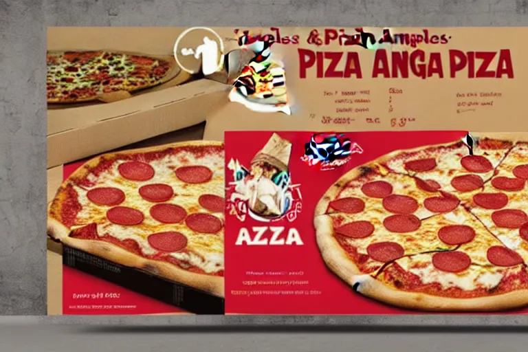 Image similar to angels, pizza, advertisement