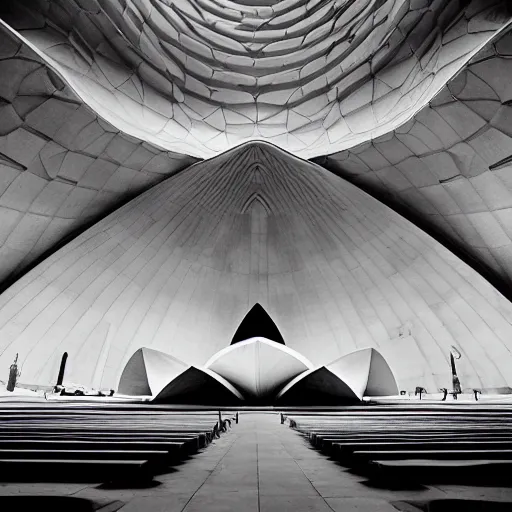 Prompt: interior of a futuristic lotus temple, by h r giger, intricate contemporary architecture, photo journalism, photography, cinematic, national geographic photoshoot