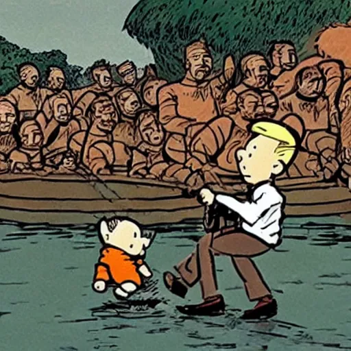 Prompt: tintin in bangladesh, ligne claire style