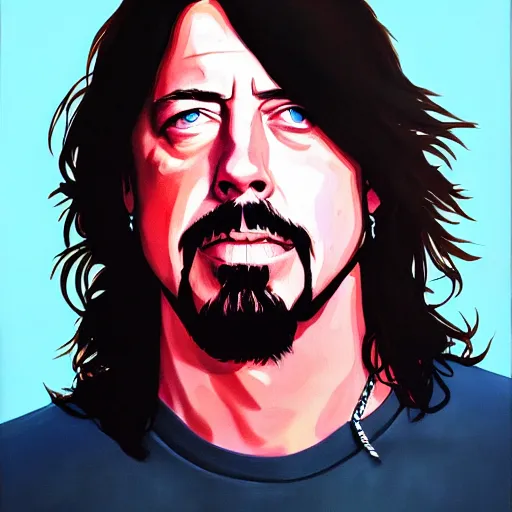 Image similar to dave grohl in gta v covert art painted by stephen bliss, centered, uncropped