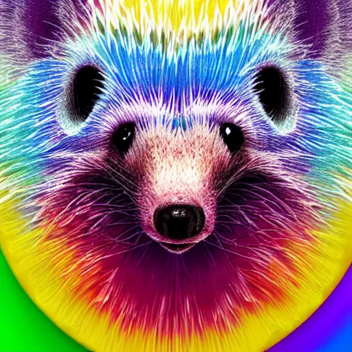 Prompt: octane rendering of a rainbow hedgehog portrait, childrens poster, digital art, beautiful